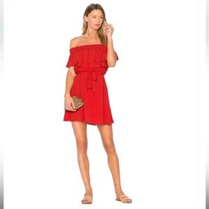 Lovers + Friends Red Suntime Off The Shoulder Ruffle Mini Dress Size Small